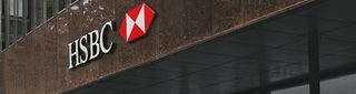 The HSBC logo on the outside of a building